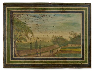 View full screen - View 1 of Lot 246. A Nyack, New York Landscape Painted Fireboard, L.S. Moore, 1840.
