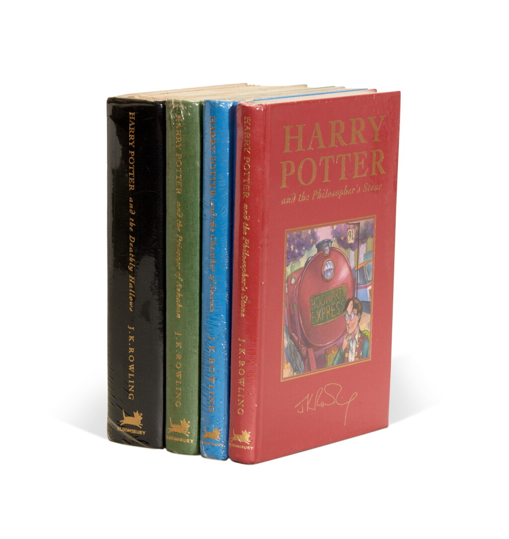 View full screen - View 1 of Lot 127. J.K. Rowling | Harry Potter books (deluxe editions). London: Bloomsbury, 1999-2007, 4 volumes.