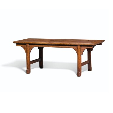 View full screen - View 1 of Lot 117. A MINIATURE HUANGHUALI RECESSED LEG TABLE, PINGTOUAN, 20TH CENTURY | 二十世紀 黃花梨袖珍平頭案.