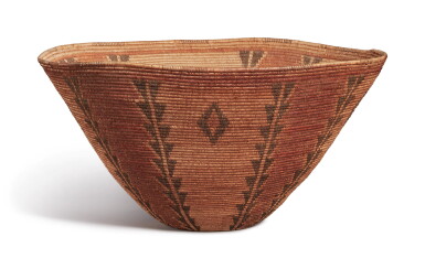 View full screen - View 1 of Lot 207. Panamint Coiled Polychrome Geometric Basket Bowl, South Eastern California, Owens Valley/Death Valley Area, circa 1900.