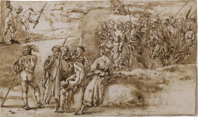 View full screen - View 1 of Lot 1384. Prisoners escorted by soldiers.