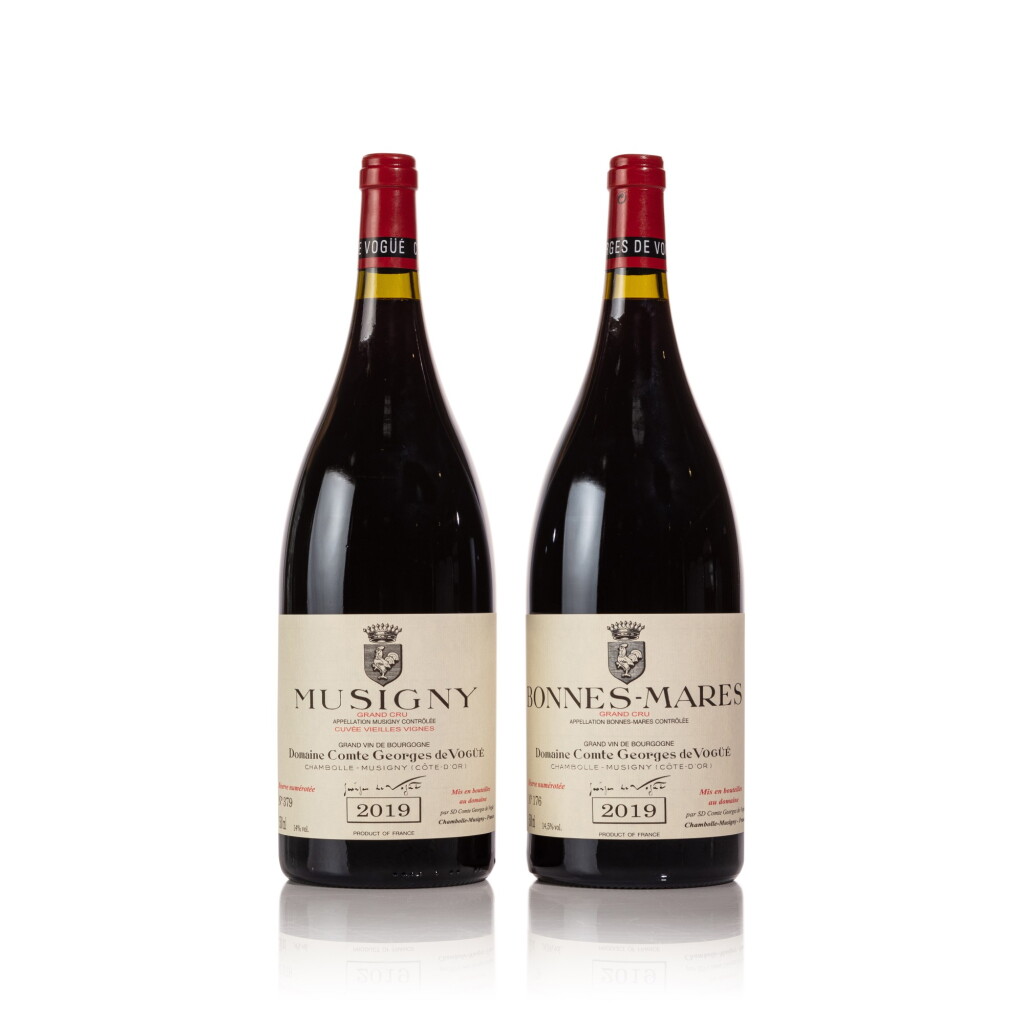 View full screen - View 1 of Lot 135. Musigny Vieilles Vignes and Bonnes Mares 2019 Comte Georges de Vogüé (2 MAG) with Experience.
