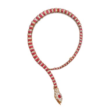 View full screen - View 1 of Lot 54. Ruby and Diamond Necklace-Bracelet Combination.