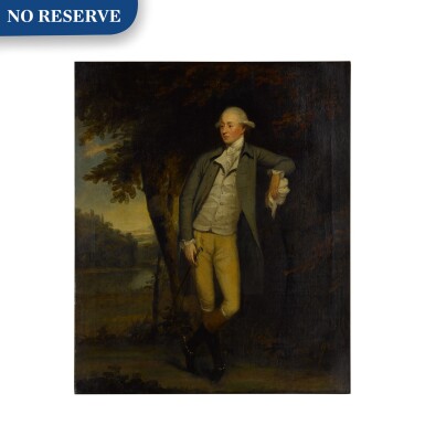View full screen - View 1 of Lot 108. Portrait of a gentleman in a landscape, full length.