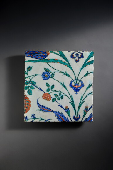 View full screen - View 1 of Lot 2. An Iznik Pottery Tile, Turkey, circa 1565-1575.