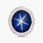 Star Sapphire and Diamond Ring | 55.12克拉「斯里蘭卡」天然 未經加熱星光藍寶石 配 鑽石 戒指