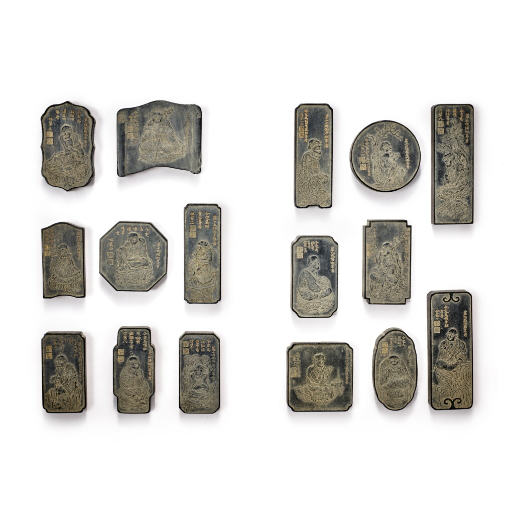 View full screen - View 1 of Lot 77. A set of sixteen 'Luohan' ink cakes, Late Qing dynasty / 20th century.