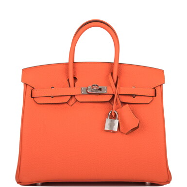View full screen - View 1 of Lot 135. Hermès Feu Birkin 25cm of Togo Leather with Palladium Hardware.