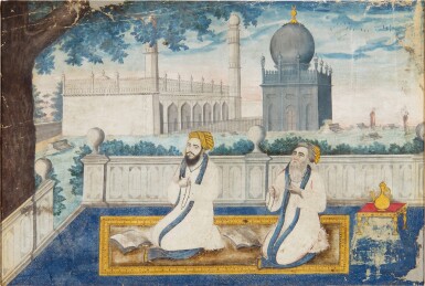 View full screen - View 1 of Lot 40. Two Mullahs at prayer, India, Deccan, Hyderabad, circa 1785.