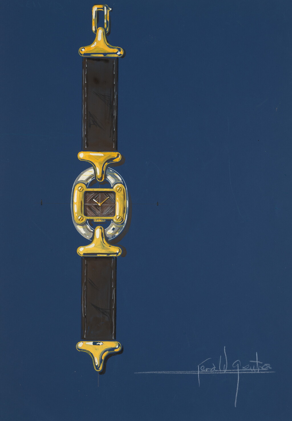 View full screen - View 1 of Lot 18. Design of a Hermès wristwatch with accompanying NFT Circa 1963.