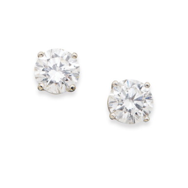 View full screen - View 1 of Lot 80. PAIR OF DIAMOND STUD EARRINGS.