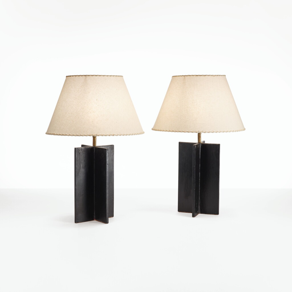 View full screen - View 1 of Lot 88. JEAN-MICHEL FRANK | PAIR OF "CROISILLON" TABLE LAMPS.