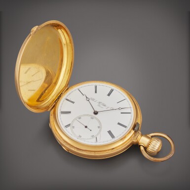 View full screen - View 1 of Lot 497. A yellow gold hunter cased watch, Circa 1880.