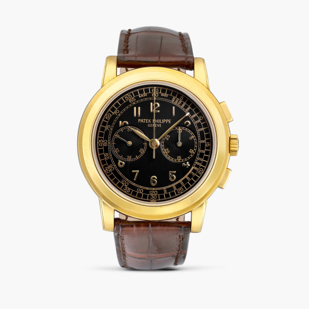 View full screen - View 1 of Lot 108. Reference 5070 | A yellow gold chronograph wristwatch, Circa 1998.