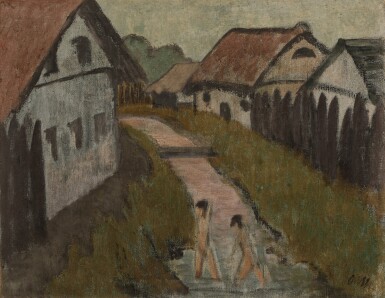 View full screen - View 1 of Lot 447. Dorfbach mit Badenden (Village Stream with Bathers).