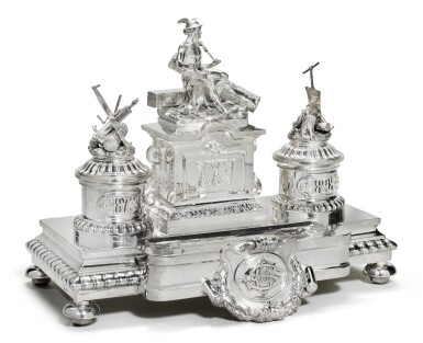 View full screen - View 1 of Lot 214. A large and Impressive silver Imperial presentation inkwell, Grachev, St Petersburg, 1892.