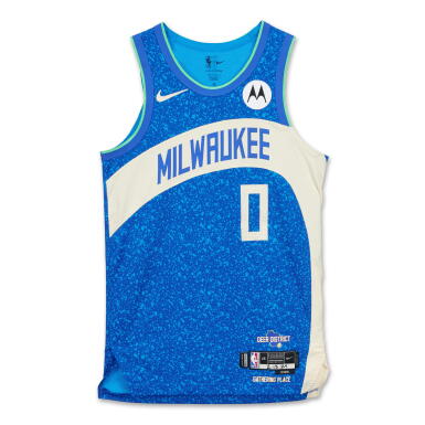View full screen - View 1 of Lot 52. Damian Lillard Milwaukee Bucks 2023-2024 Game Worn City Edition Jersey .