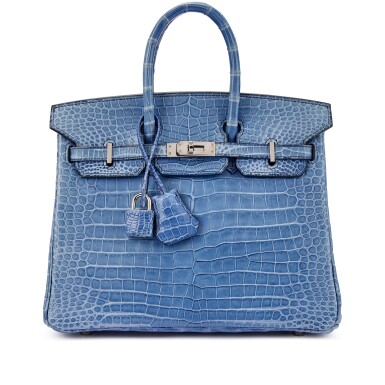View full screen - View 1 of Lot 9683. Important Private Collection: Bleu Brighton Matte Porosus Crocodile Birkin 25 Palladium Hardware, 2010.