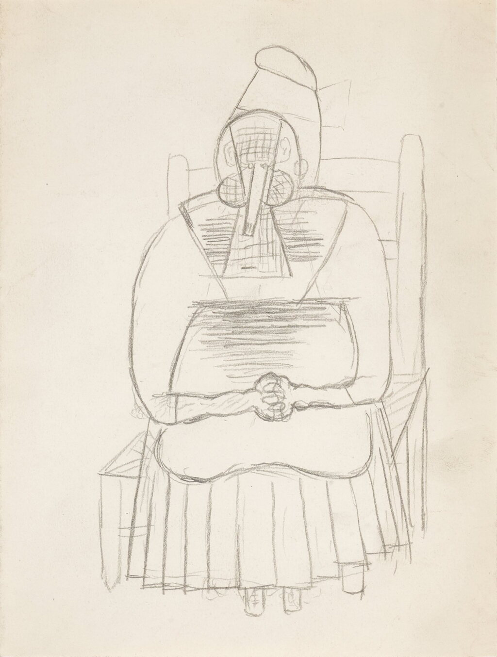 View full screen - View 1 of Lot 8. Vielle femme assise sur une chaise.