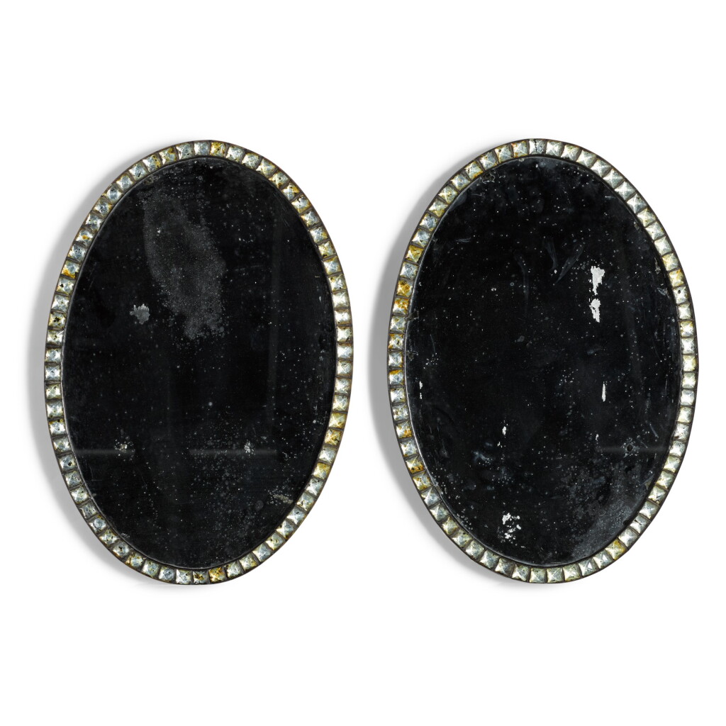 View full screen - View 1 of Lot 50. A pair of Irish George III style glass oval wall mirrors by I Gresley, late 19th/early 20th century.