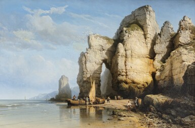 View full screen - View 1 of Lot 79. CHARLES JOSEPH KUWASSEG | THE CLIFFS OF FLAMBOROUGH HEAD, YORKSHIRE.