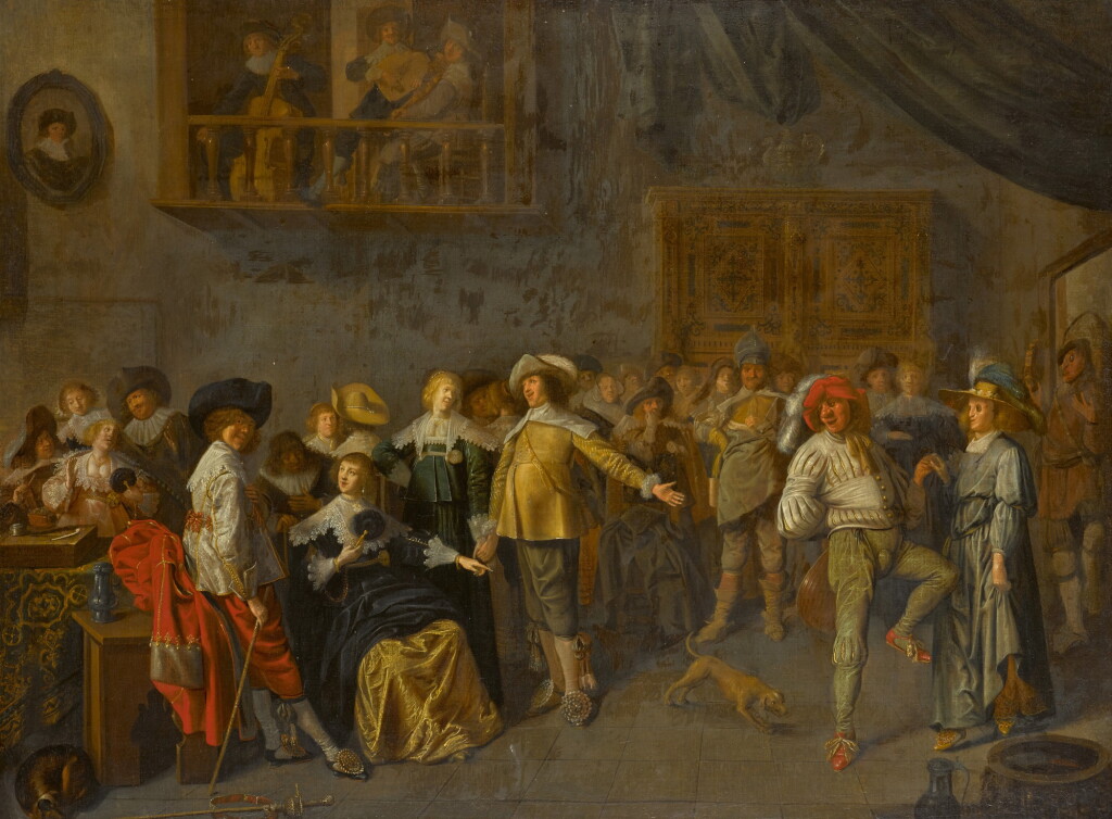 View full screen - View 1 of Lot 154. An elegant company merrymaking in an interior.