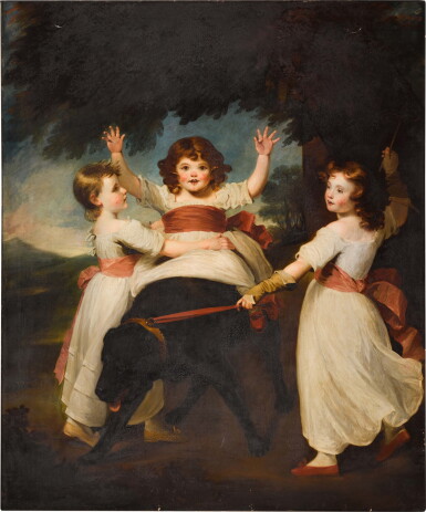 View full screen - View 1 of Lot 143. JOHN WESTBROOKE CHANDLER | PORTRAIT OF ALEXANDER MURRAY AND HIS SISTERS, FULL-LENGTH, WITH A MASTIFF, IN A LANDSCA.