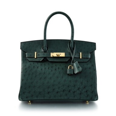 View full screen - View 1 of Lot 8407. Vert Titien Ostrich Birkin 30 Gold Hardware, 2020.