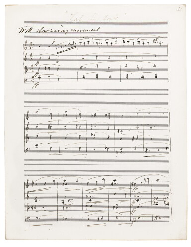 View full screen - View 1 of Lot 21. F. Delius (1862–1934). Partly autograph manuscript of the String Quartet, the original version in 3 movements, 1916.