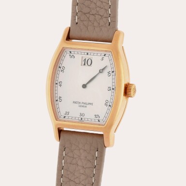 View full screen - View 1 of Lot 27. Reference 3969 | A limited edition pink gold jump hour wristwatch | Made in 1989.