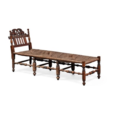 View full screen - View 1 of Lot 1039. Very Rare William and Mary Carved, Turned and Joined Maple and Pine Daybed, Philadelphia, Pennsylvania, Circa 1730.
