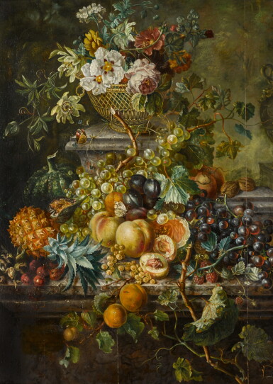 View full screen - View 1 of Lot 27. Still life of flowers and fruit.