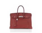 BIRKIN 35 ROUGE GARANCE COLOUR CLEMENCE LEATHER WITH PALLADIUM HARDWARE. HERMÈS, 2005