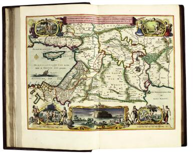 View full screen - View 1 of Lot 146. Bible, Dutch, Dordrecht, 1686, illuminated and coloured, near-contemporary red morocco gilt.