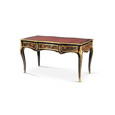 View full screen - View 1 of Lot 367. A Louis XV Parisian varnish bureau, circa 1750 | Bureau plat en vernis parisien d'époque Louis XV, circa 1750.
