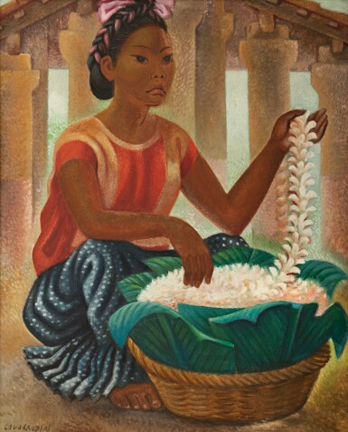View full screen - View 1 of Lot 40. MIGUEL COVARRUBIAS | MUJER SENTADA CON FLORES.
