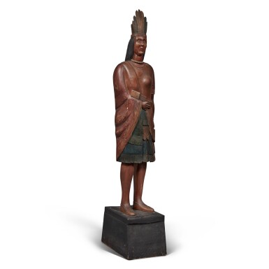View full screen - View 1 of Lot 1661. American Carved and Paint-Decorated Native American Tobacconist Trade Figure, Possibly from the Workshop of Julius Melchers (1829-1909), Detroit, Michigan, Circa 1870.