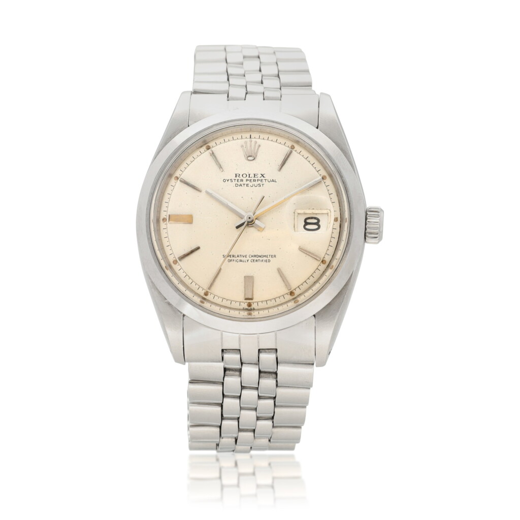 View full screen - View 1 of Lot 9237. Rolex | Datejust, Reference 1600, A stainless steel wristwatch with date and bracelet, Circa 1972 | 勞力士 | Datejust 型號1600 精鋼鏈帶腕錶,備日期顯示,約1972年製.