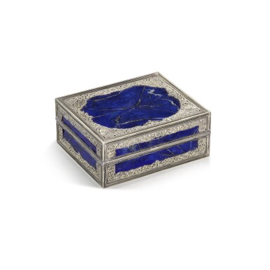 View full screen - View 1 of Lot 84. A silver-gilt mounted lapis lazuli cigarette box, late 19th century, German or Austro-Hungarian.