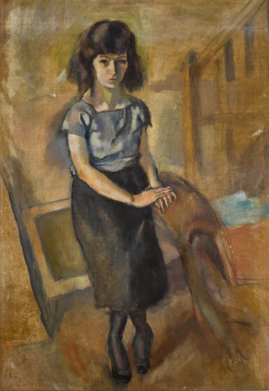 View full screen - View 1 of Lot 358. Portrait d'une femme debout.