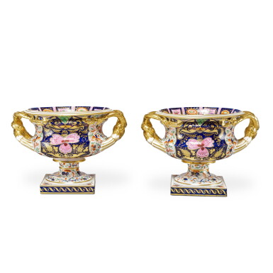 View full screen - View 1 of Lot 392. A Pair of Bloor Derby 'Warwick'-Form Imari Vases, Circa 1830.