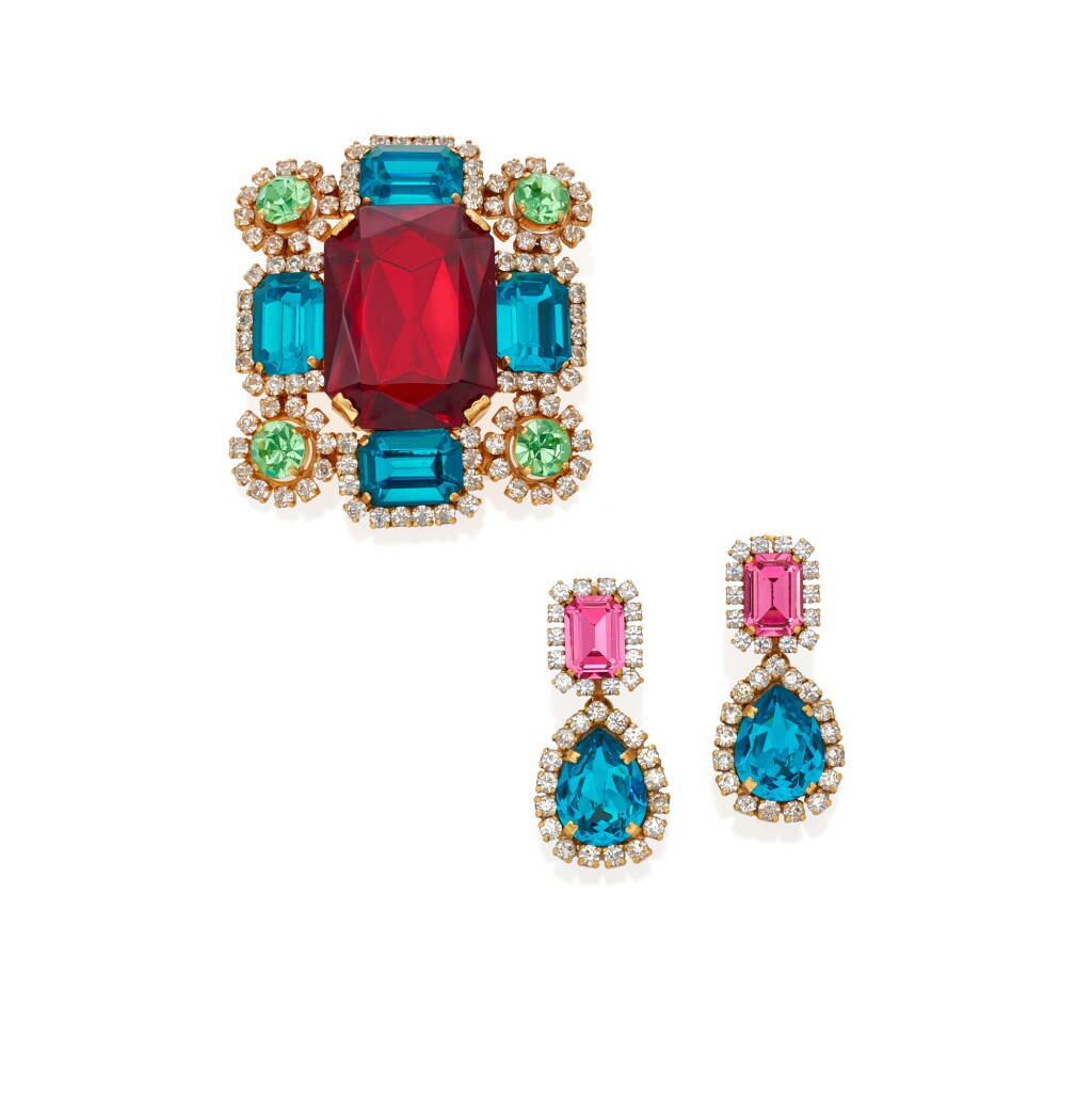 View full screen - View 1 of Lot 105. CHANEL | MULTICOLOR RHINESTONE DEMI-PARURE .