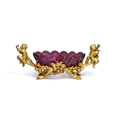 View full screen - View 1 of Lot 38. A French gilt-metal and cut amethyst glass centerpiece by Christofle & Cie, circa 1880.