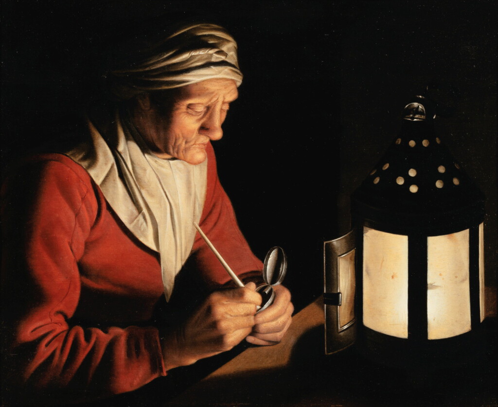 View full screen - View 1 of Lot 44. WILLEM WILLEMSZ. VAN DER VLIET | AN OLD WOMAN BY CANDLELIGHT .