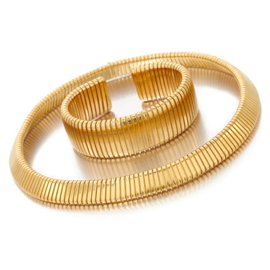 View full screen - View 1 of Lot 119. BULGARI | NECKLACE AND BRACELET (GIROCOLLO E BRACCIALE).