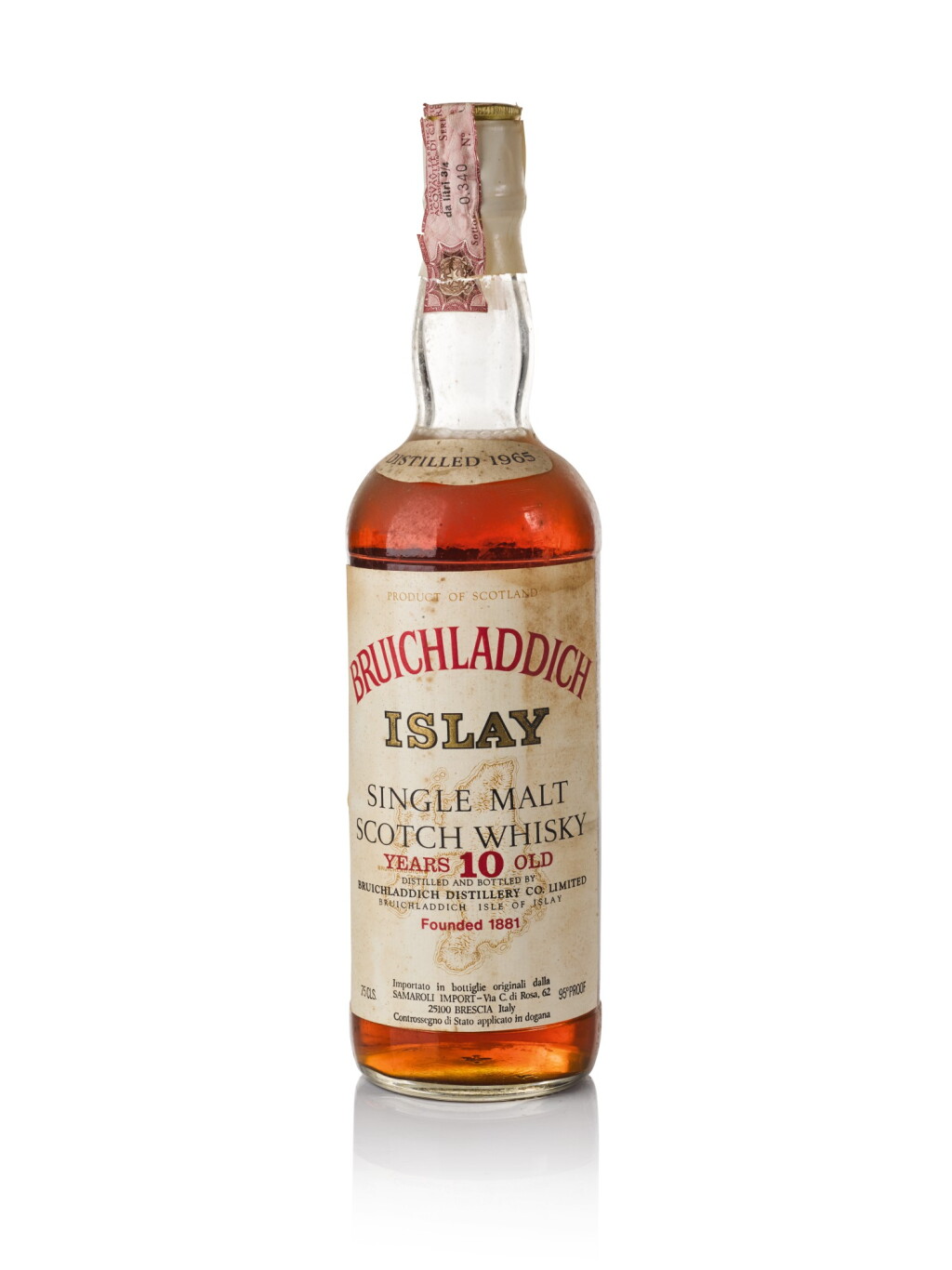 View full screen - View 1 of Lot 80. Bruichladdich Samaroli 10 Year Old 45.0 abv 1965.
