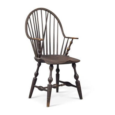 View full screen - View 1 of Lot 292. A Very Fine Black-Painted Continuous Brace-Back Windsor Armchair, David Coutant (Coutong) (w. 1786-1795), New York, circa 1795.