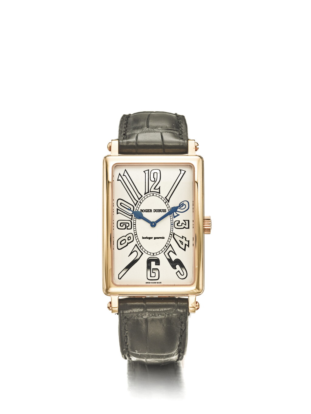View full screen - View 1 of Lot 14. ROGER DUBUIS MUCH MORE | A PINK GOLD LIMITED EDITION RECTANGULAR WRISTWATCH CIRCA 2000.