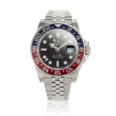 View full screen - View 1 of Lot 2. Reference 126710 GMT-Master II 'Pepsi' | A stainless steel automatic dual time wristwatch with date and bracelet, Circa 2021 | 勞力士 126710BLRO 型號 'Pepsi' GMT-Master II | 精鋼自動上鏈兩地時間鍊帶腕錶備日期顯示,約2021年製.