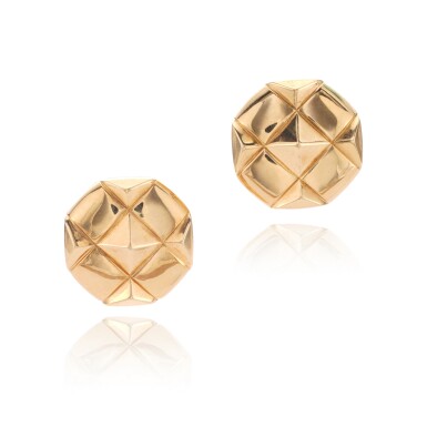 View full screen - View 1 of Lot 822. Pair of gold ear clips, circa 1980.